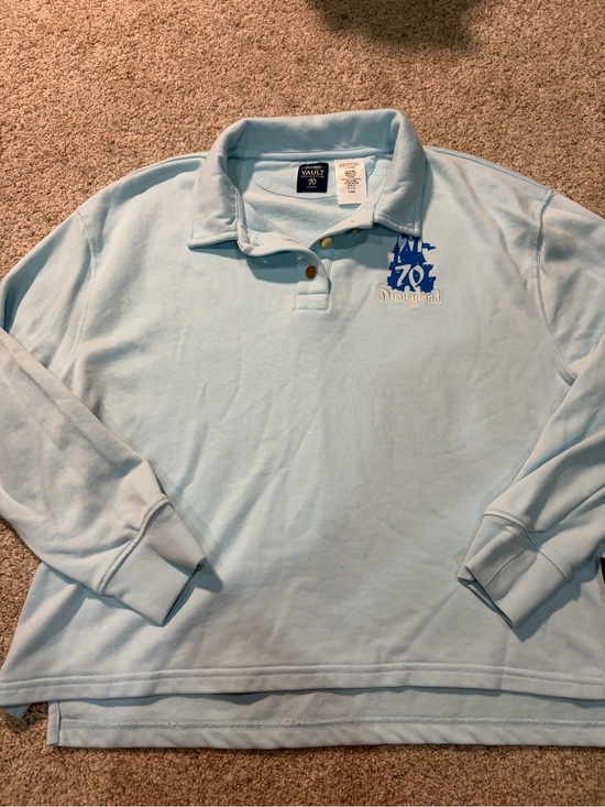 Disneyland Resort Tops - Disneyland Light Blue Womens Long-Sleeve Polo Sweater Size Small